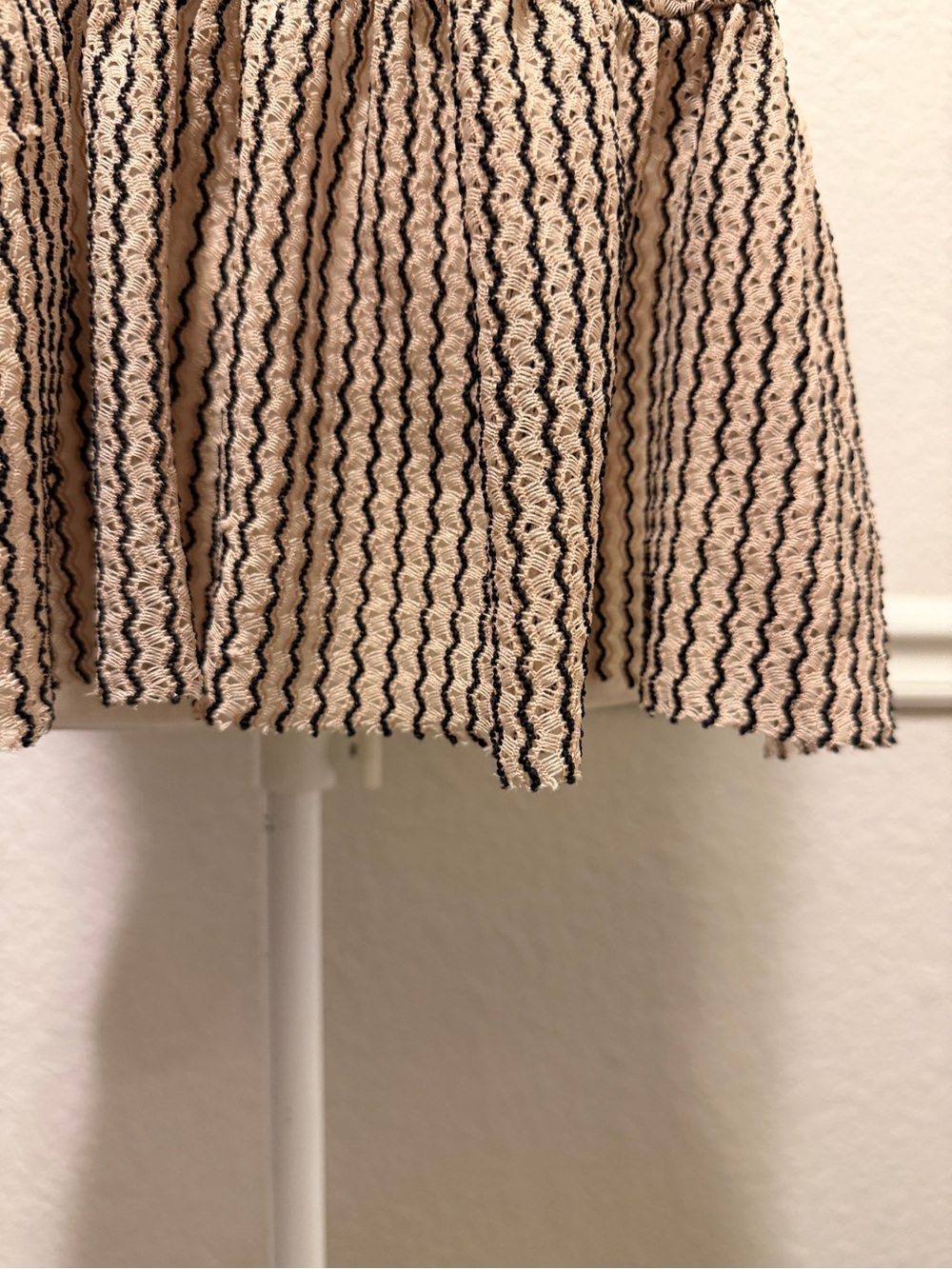 Free People Lace & Stripe Peplum Top Black Toasted Almond Size S - Picture 3 of 7